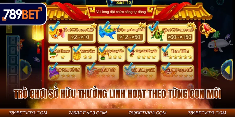 Trò chơi sở hữu thưởng linh hoạt theo từng con mồi